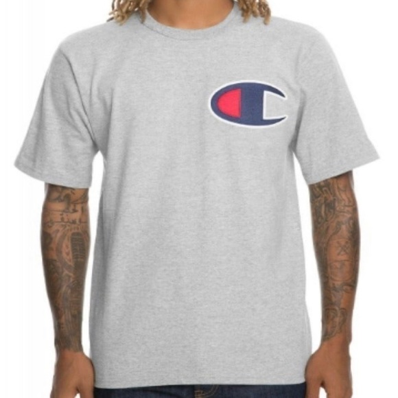Champion Vintage Large Logo Gray Tee Size Medium - Picture 1 of 6